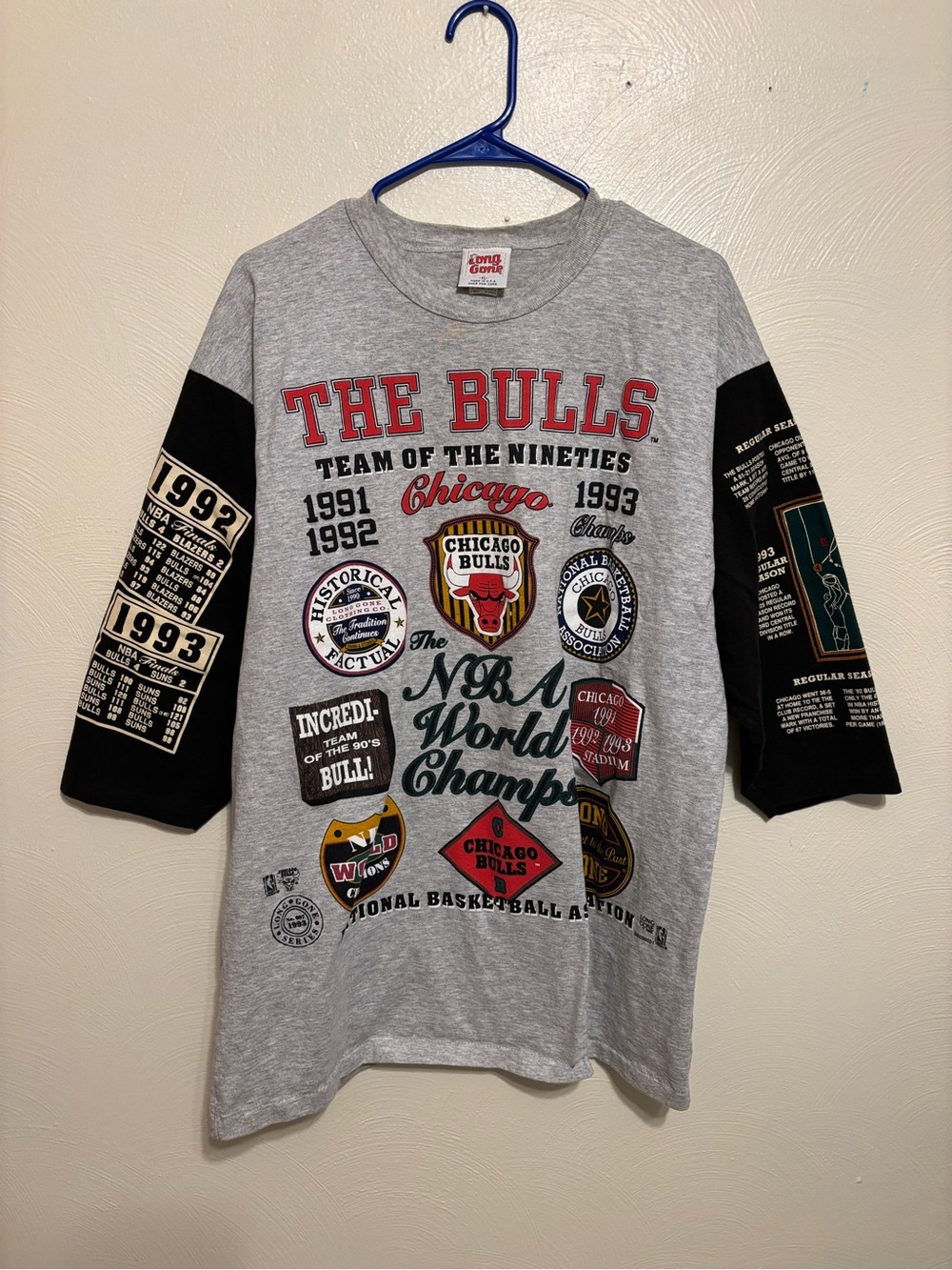 Vintage 1993 Chicago Bulls Long Gone Team Of The Nineties Shirt XL USA - Picture 1 of 10